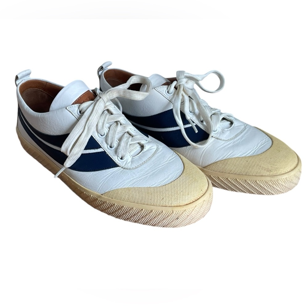 Mens Smake White Leather Low-top Sneakers 8.5